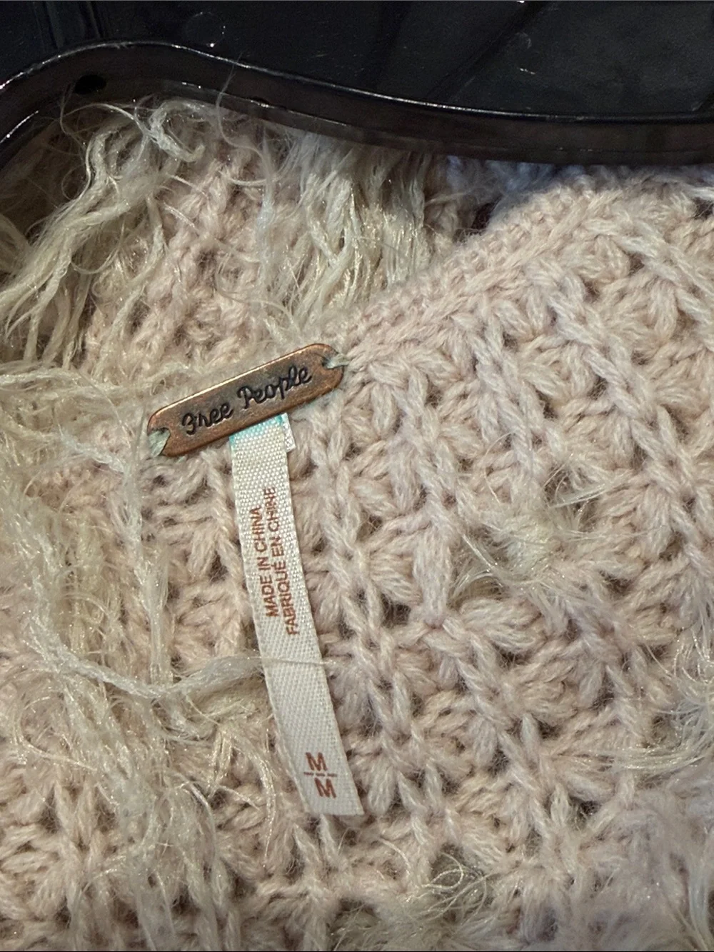 Free People Shaggy Teddy Open-Front Jacket in Light Beige
